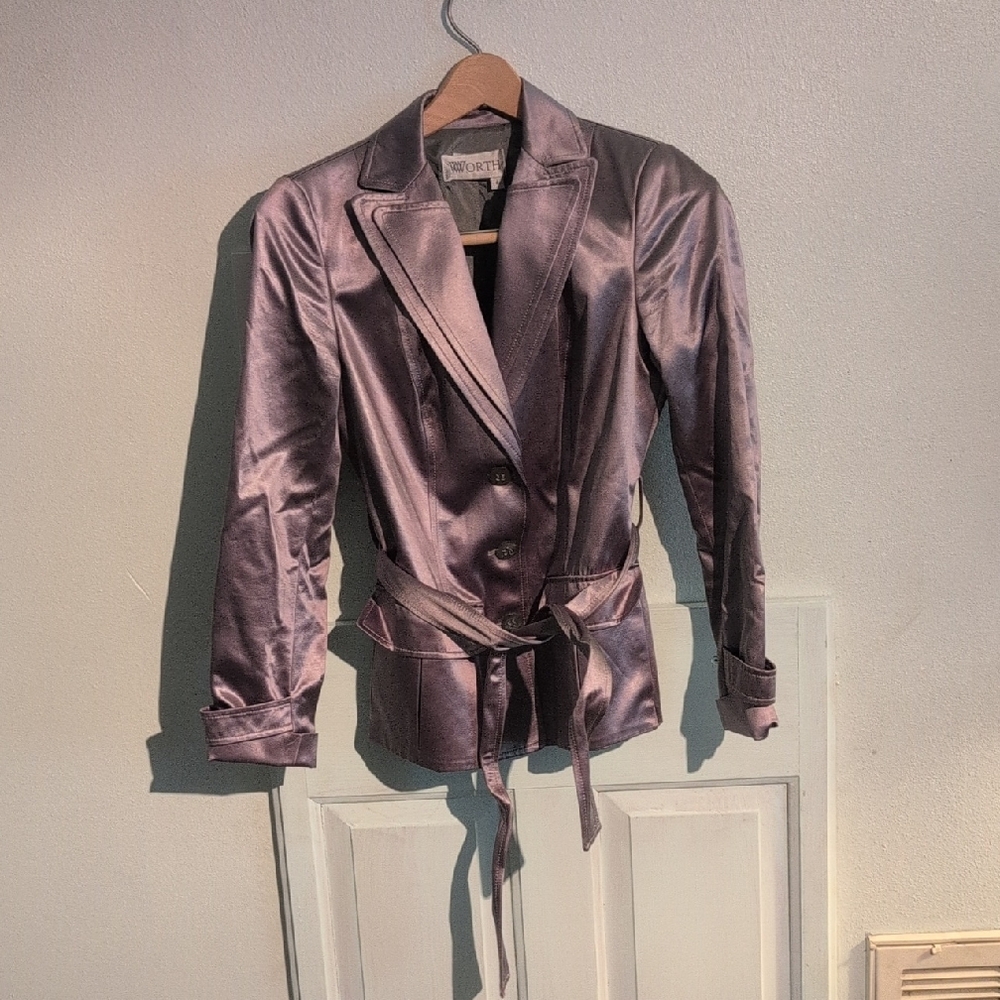 Newport News Shimmering Purple Satin Blazer